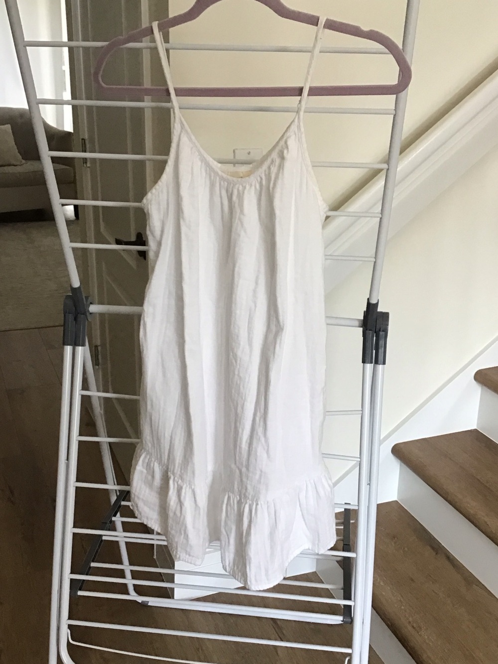 Universal Thread tiered white gauze or cotton-linen blend mini dress